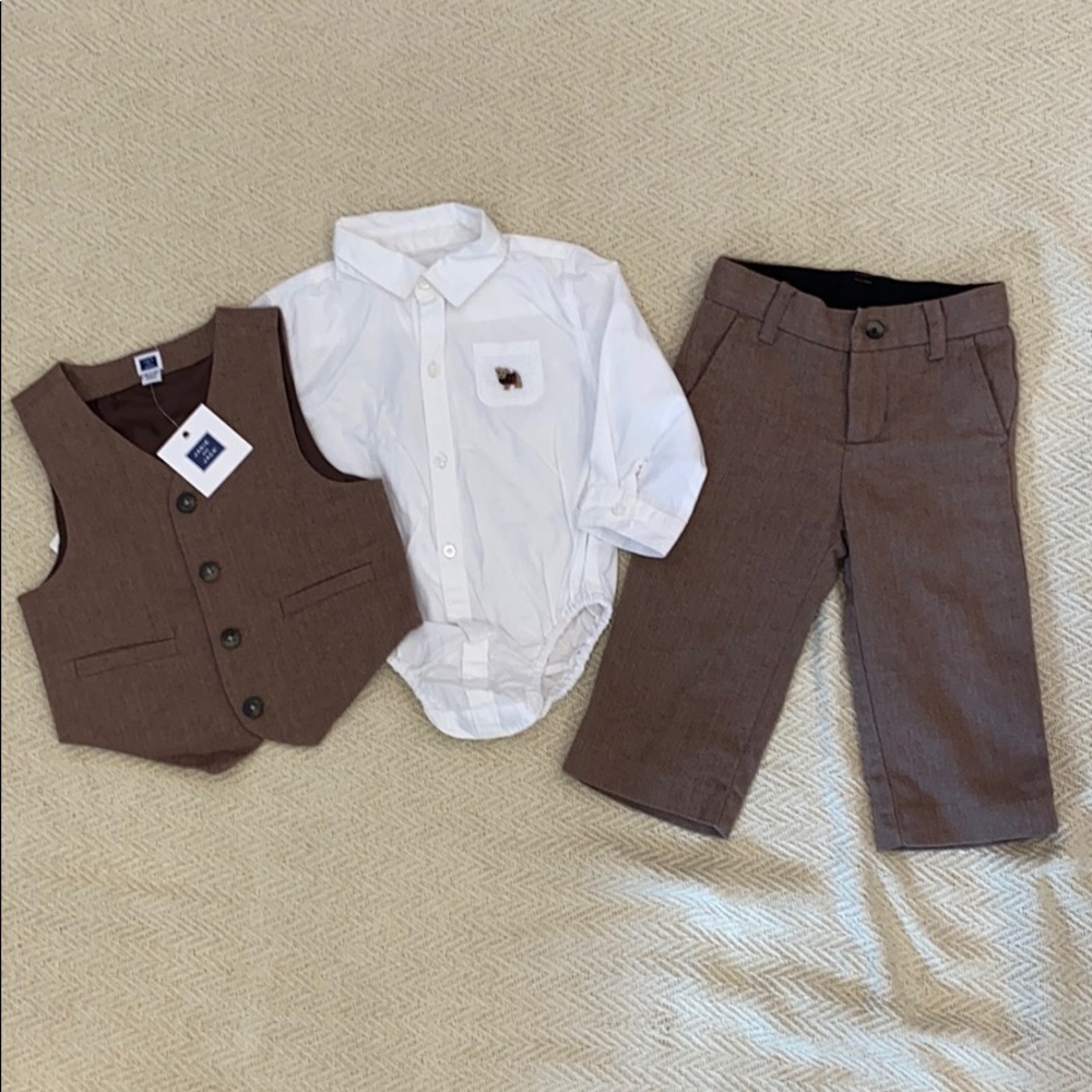 Janie and Jack button down shirt, pants and vest